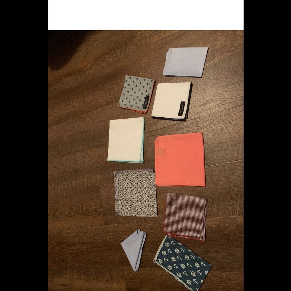 9 Pocket Squares Cotton Silk Suit red blue green